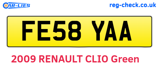 FE58YAA are the vehicle registration plates.