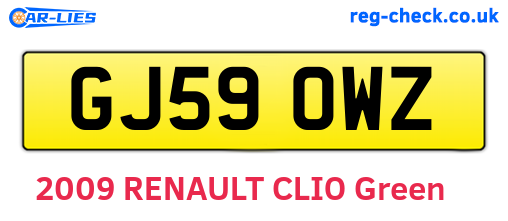 GJ59OWZ are the vehicle registration plates.
