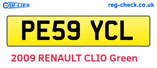PE59YCL are the vehicle registration plates.