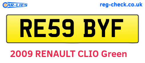 RE59BYF are the vehicle registration plates.