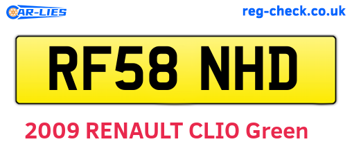RF58NHD are the vehicle registration plates.
