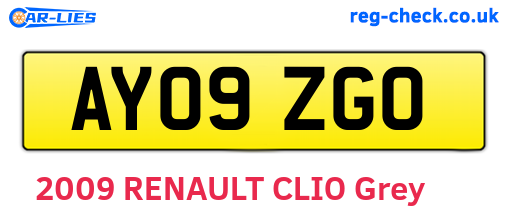 AY09ZGO are the vehicle registration plates.