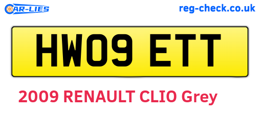 HW09ETT are the vehicle registration plates.
