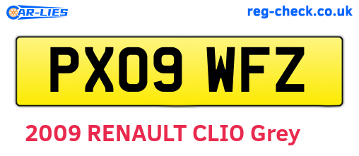 PX09WFZ are the vehicle registration plates.