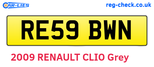 RE59BWN are the vehicle registration plates.