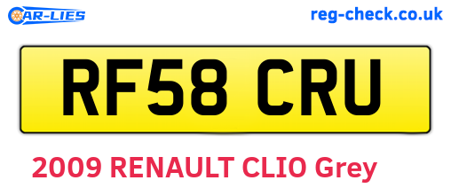 RF58CRU are the vehicle registration plates.