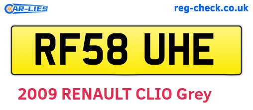 RF58UHE are the vehicle registration plates.