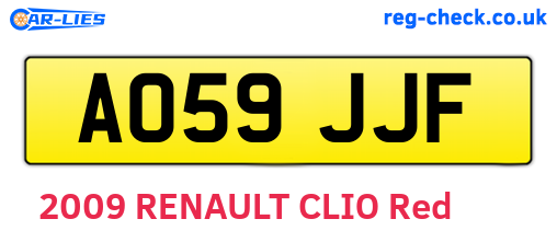 AO59JJF are the vehicle registration plates.