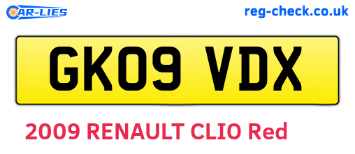 GK09VDX are the vehicle registration plates.