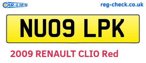 NU09LPK are the vehicle registration plates.