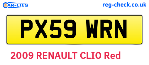 PX59WRN are the vehicle registration plates.