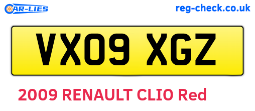 VX09XGZ are the vehicle registration plates.