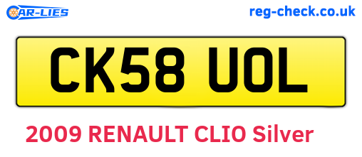 CK58UOL are the vehicle registration plates.