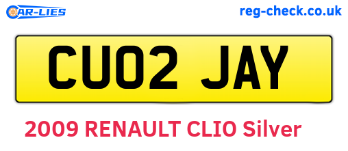 CU02JAY are the vehicle registration plates.