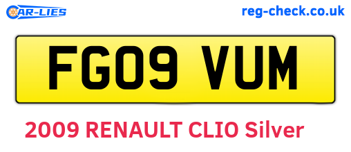 FG09VUM are the vehicle registration plates.