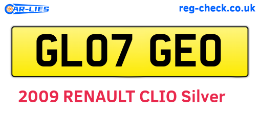 GL07GEO are the vehicle registration plates.