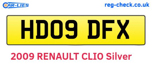 HD09DFX are the vehicle registration plates.