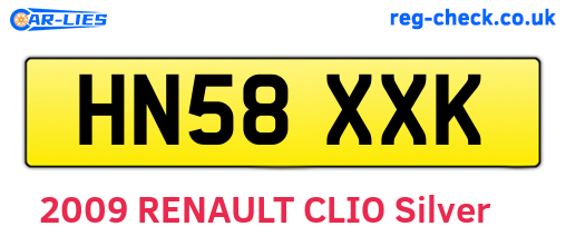HN58XXK are the vehicle registration plates.