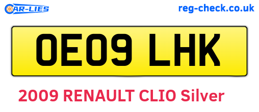 OE09LHK are the vehicle registration plates.