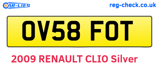 OV58FOT are the vehicle registration plates.