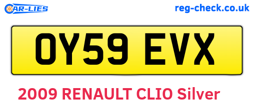 OY59EVX are the vehicle registration plates.