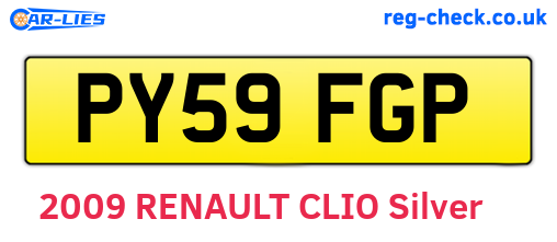 PY59FGP are the vehicle registration plates.