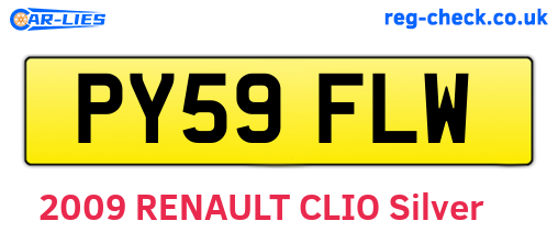 PY59FLW are the vehicle registration plates.