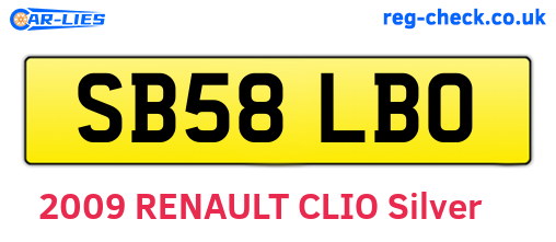 SB58LBO are the vehicle registration plates.