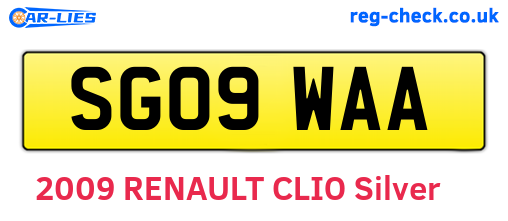 SG09WAA are the vehicle registration plates.