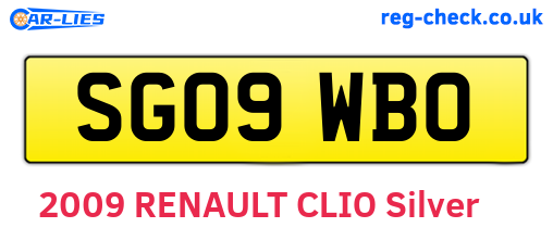 SG09WBO are the vehicle registration plates.