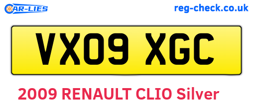 VX09XGC are the vehicle registration plates.