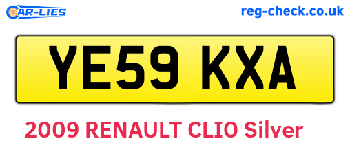 YE59KXA are the vehicle registration plates.