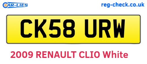 CK58URW are the vehicle registration plates.