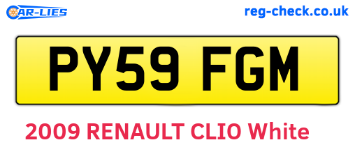 PY59FGM are the vehicle registration plates.