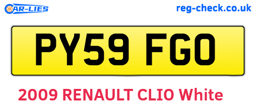 PY59FGO are the vehicle registration plates.