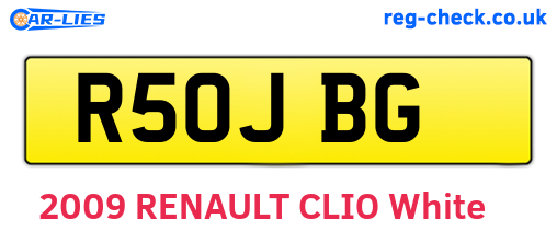 R50JBG are the vehicle registration plates.