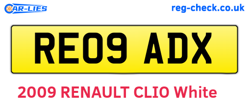 RE09ADX are the vehicle registration plates.