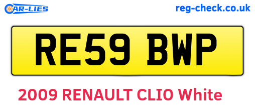 RE59BWP are the vehicle registration plates.