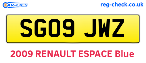 SG09JWZ are the vehicle registration plates.