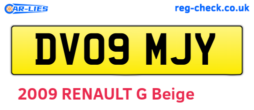 DV09MJY are the vehicle registration plates.