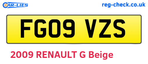 FG09VZS are the vehicle registration plates.