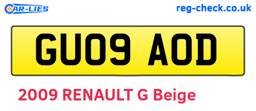 GU09AOD are the vehicle registration plates.