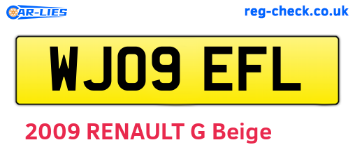 WJ09EFL are the vehicle registration plates.
