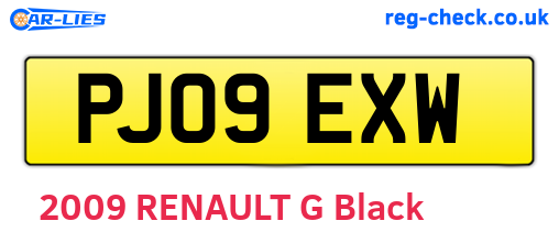 PJ09EXW are the vehicle registration plates.