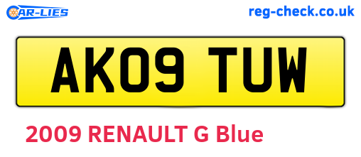 AK09TUW are the vehicle registration plates.