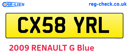 CX58YRL are the vehicle registration plates.