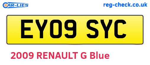 EY09SYC are the vehicle registration plates.