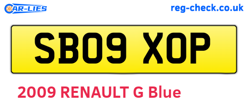 SB09XOP are the vehicle registration plates.