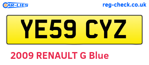YE59CYZ are the vehicle registration plates.