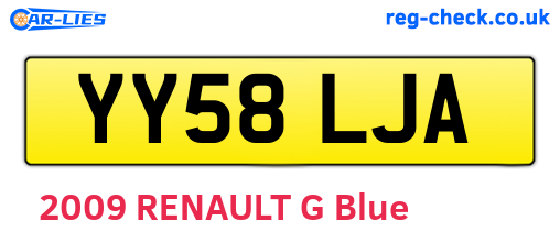 YY58LJA are the vehicle registration plates.